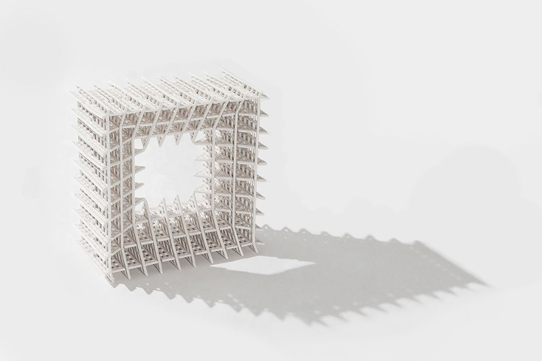 Faceted Box, Detail, Porcelain, Cone 6, 10.5 x 10.5 x 5.25 in, Photo: Megan DeSoto