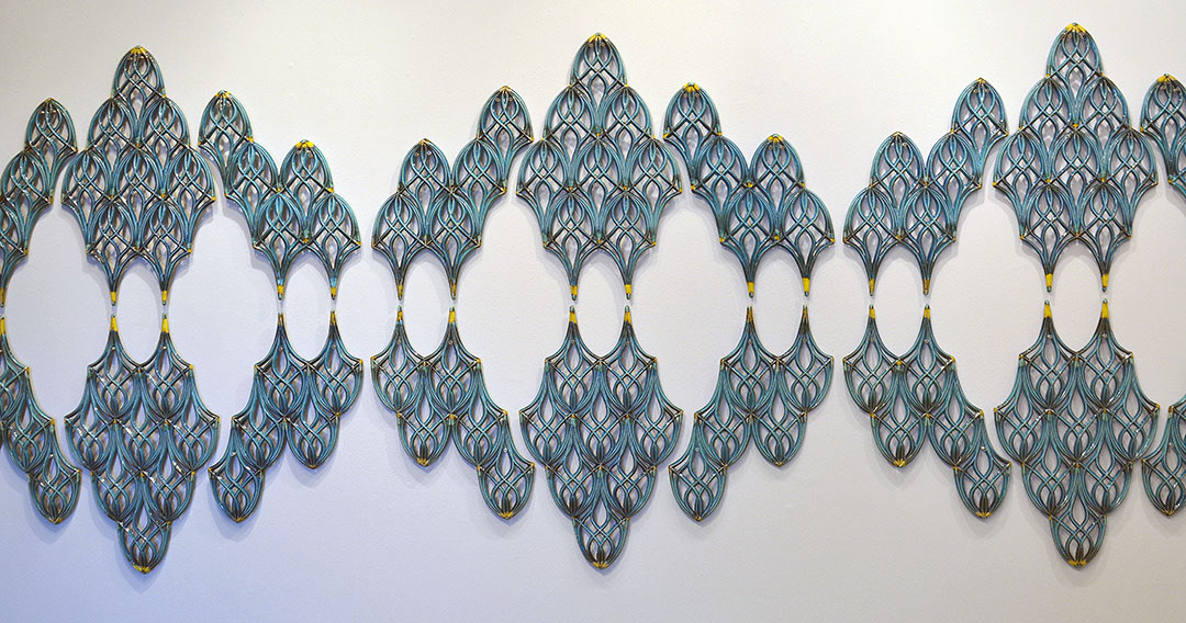 Triforium, Stoneware, Cone 6, 51 x 308 x 1.5 in. | Wolpert Gallery, Arrowmont School of Arts and Crafts