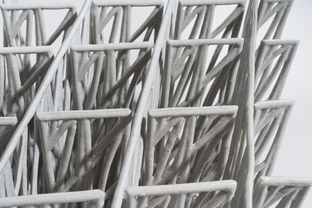 Bamboo Box, Porcelain, Cone 10, 12 x 13 x 12.5 in.