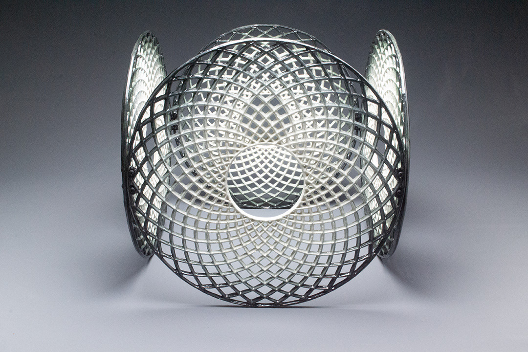 Squaring the Circle, Stoneware and Plastic and Metal Hardware, Cone 6, 16 x 16 x 16 in.