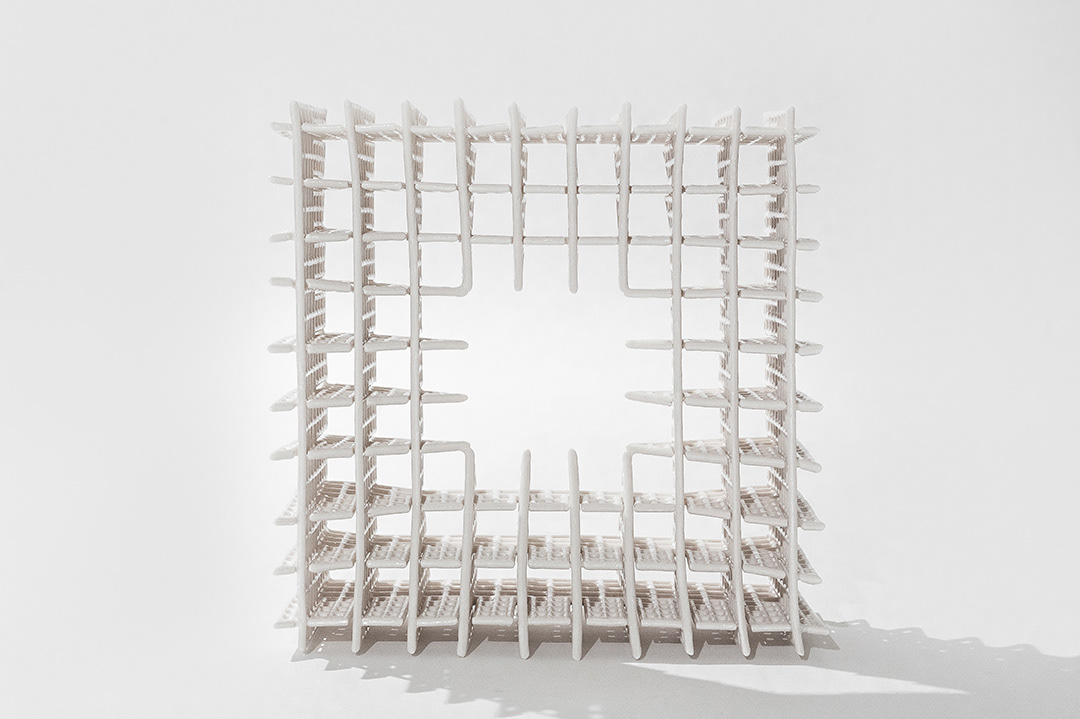 Faceted Box, Detail, Porcelain, Cone 6, 10.5 x 10.5 x 5.25 in, Photo: Megan DeSoto