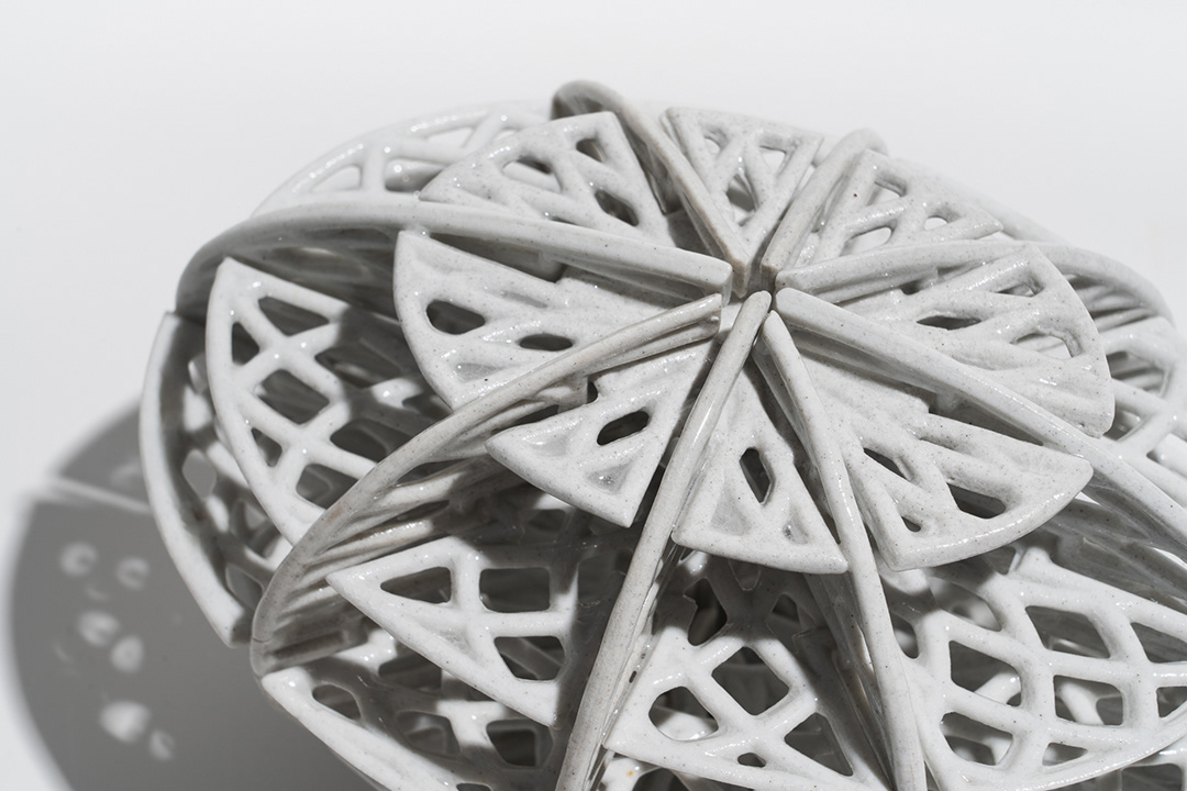 Hollow Oval, Porcelain, Cone 10, 7.5 x 5.5 x 4 in.