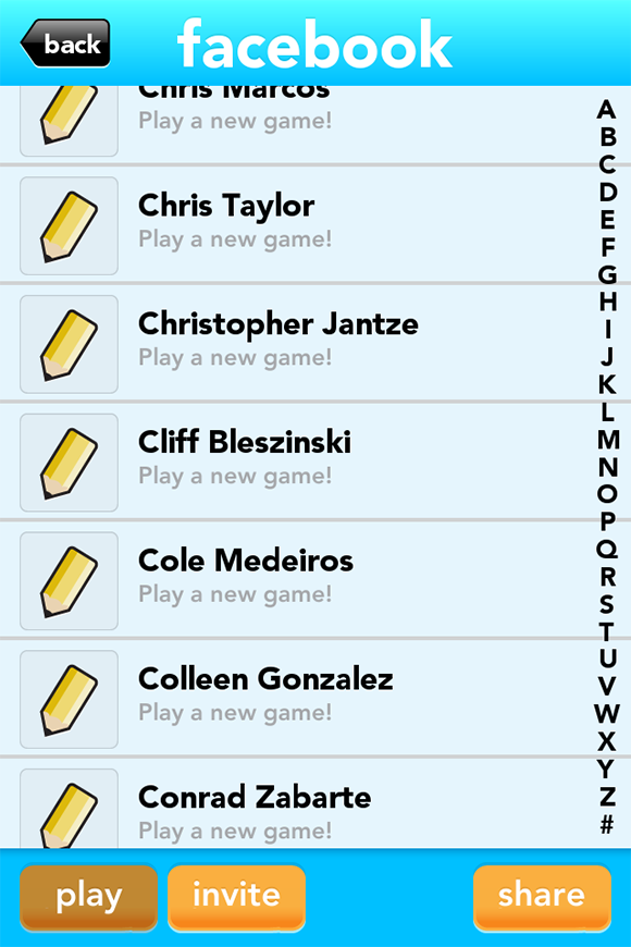 Draw Something's friends list