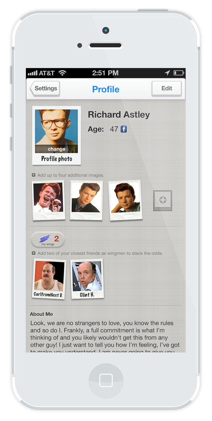 User profile with their wings