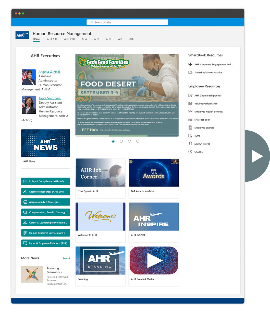 Before SharePoint homepage redesign
