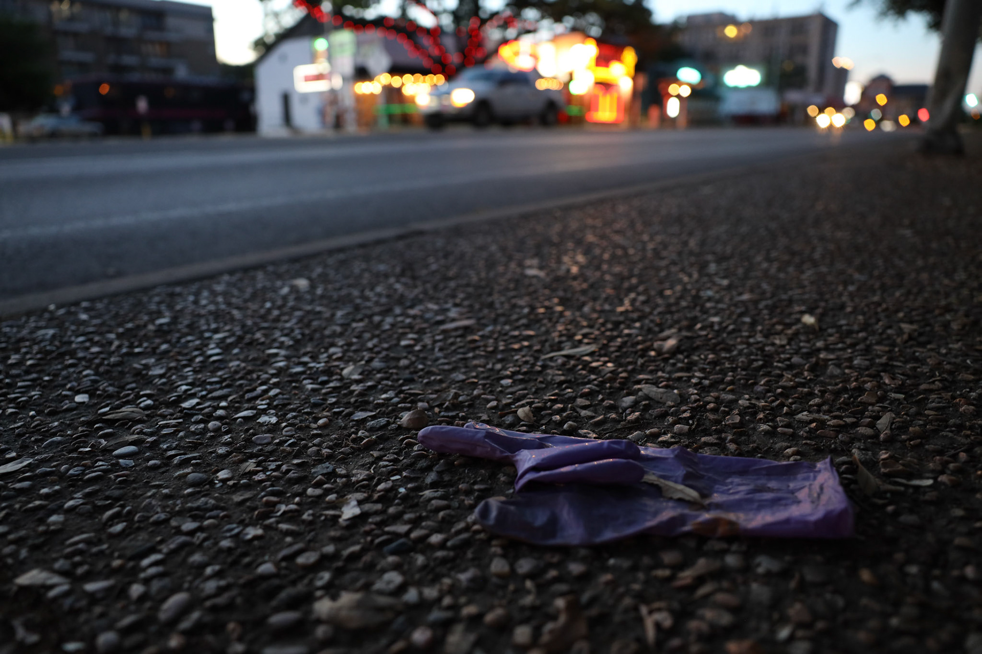 A discarded glove on Guadalupe Street.