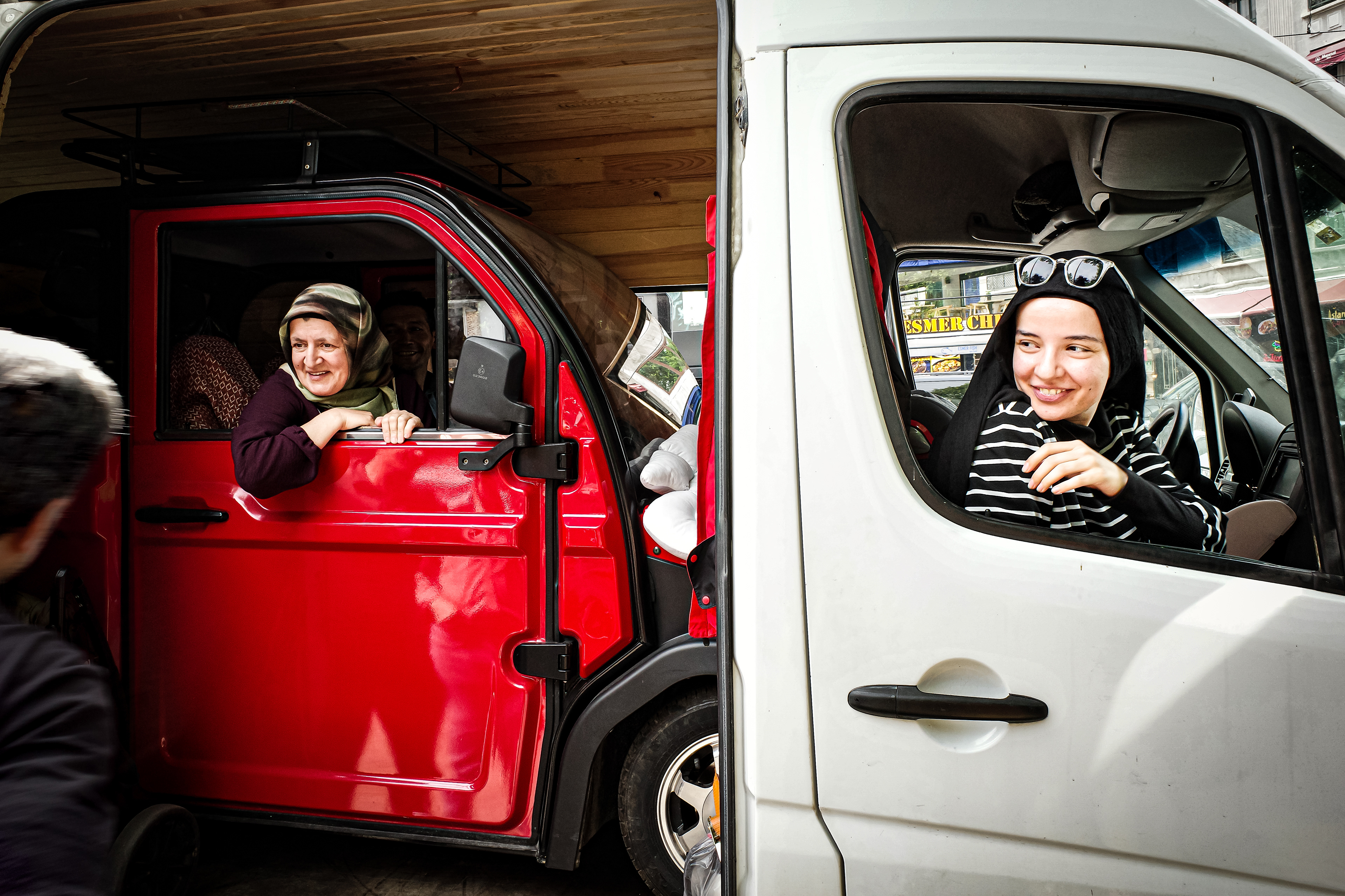JUXTANBUL CANDID - Taken in Sirkeci/Istanbul - red - car- juxtaposition