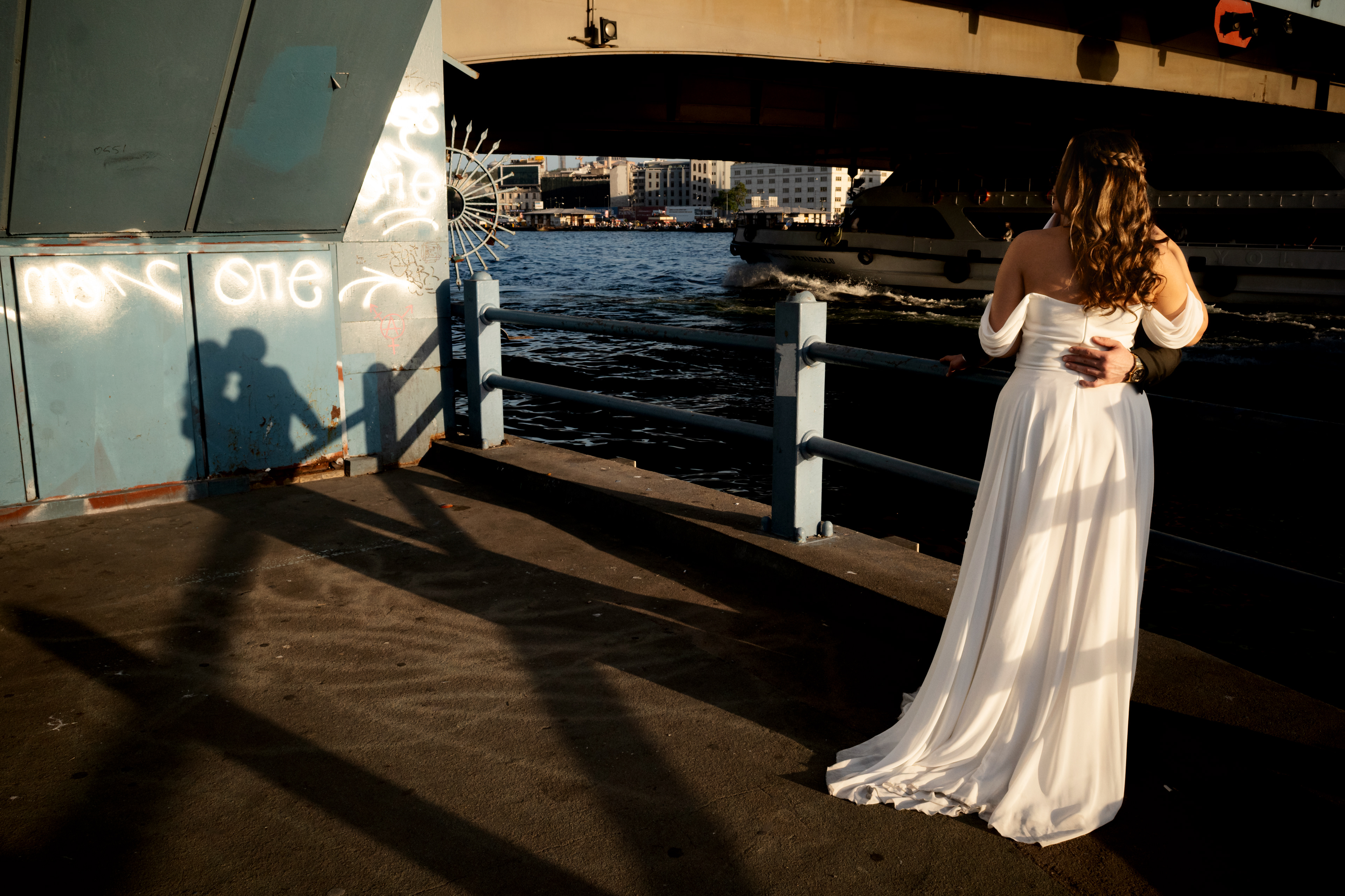 JUXTANBUL CANDID - Taken in Galata Bridge/Istanbul  - wedding - shadow - juxtaposition