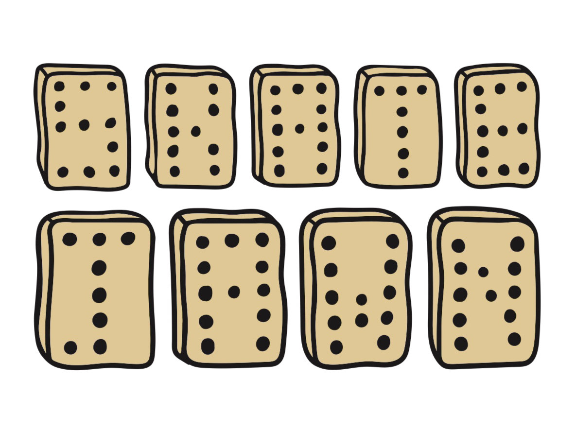 Domino T-Shirt and Crew Neck Illustration.
