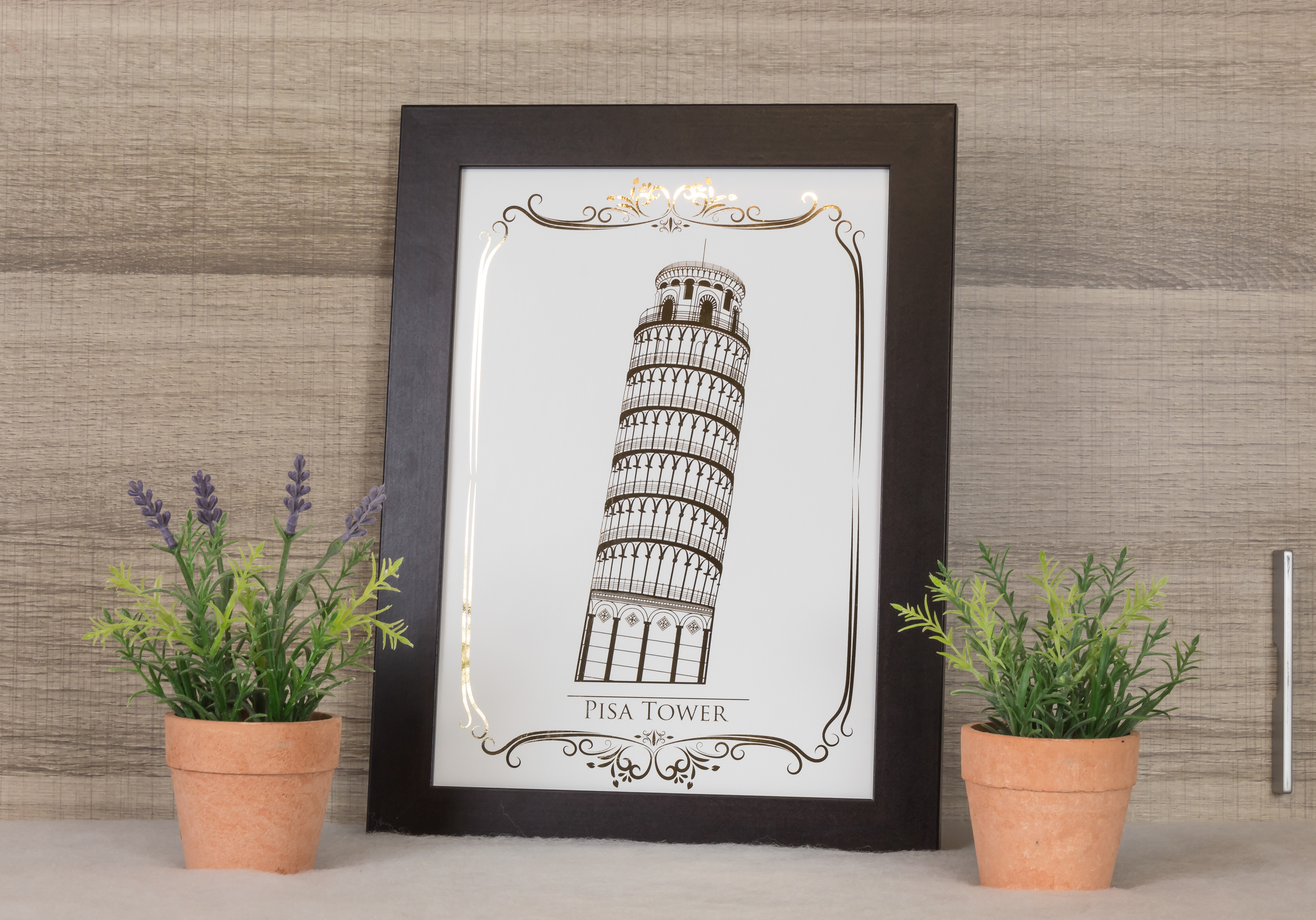 Print of the Pisa Tower monument and drawed with vectors.