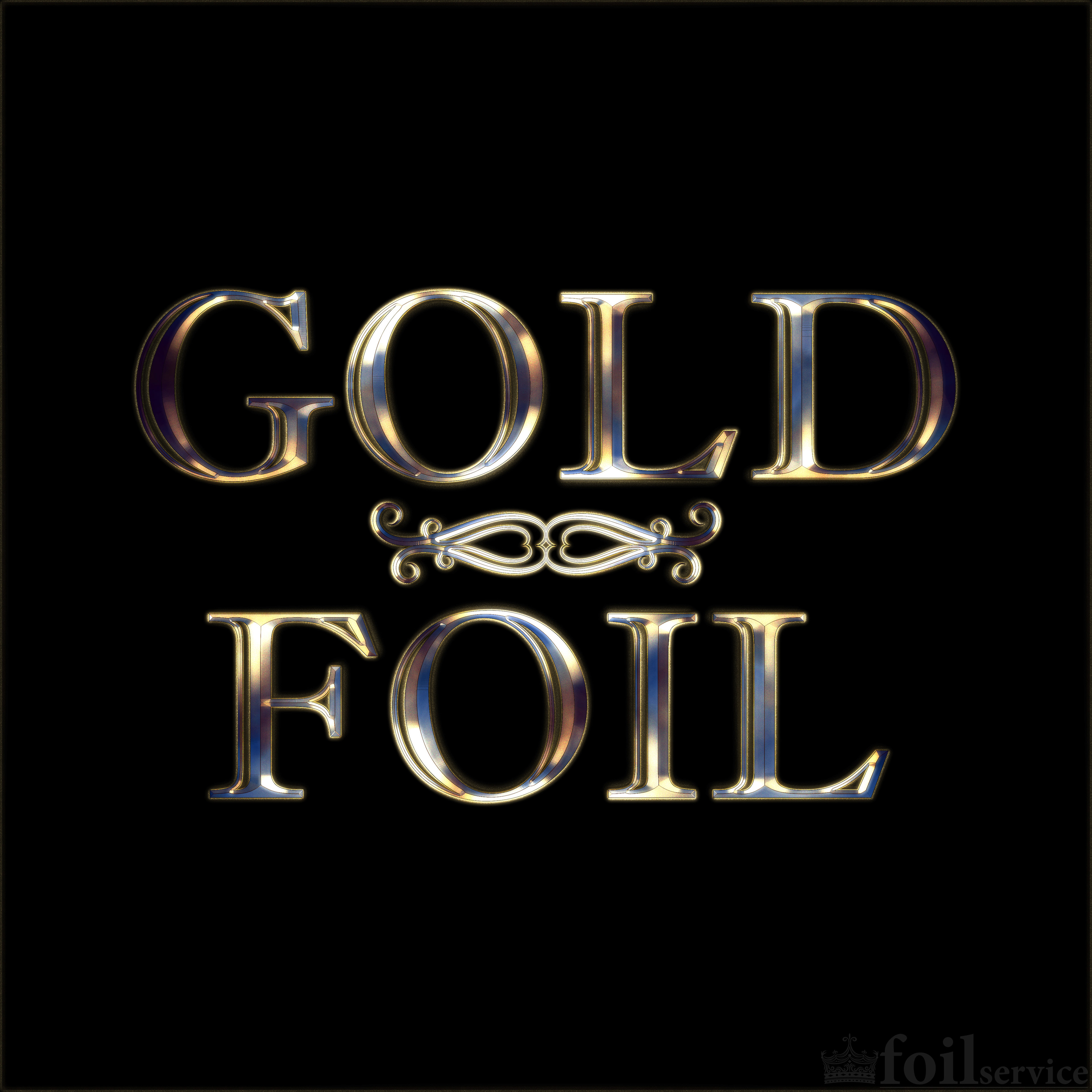 Gold and blue advanced sculpture effect applied on a logotype and black background.