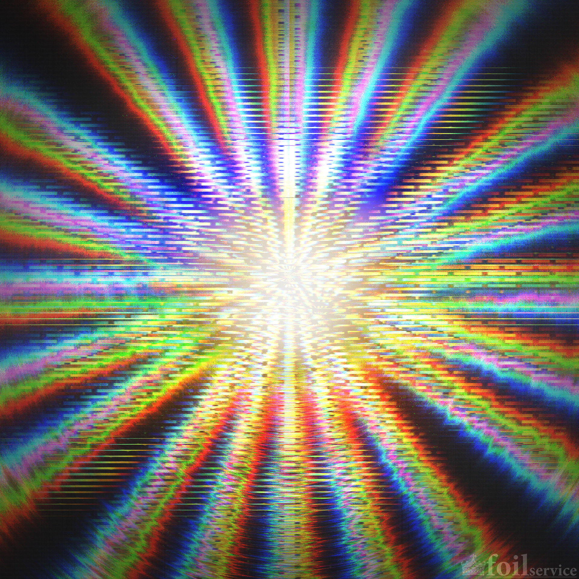 Holographic digital dot matrix effect with central light source.