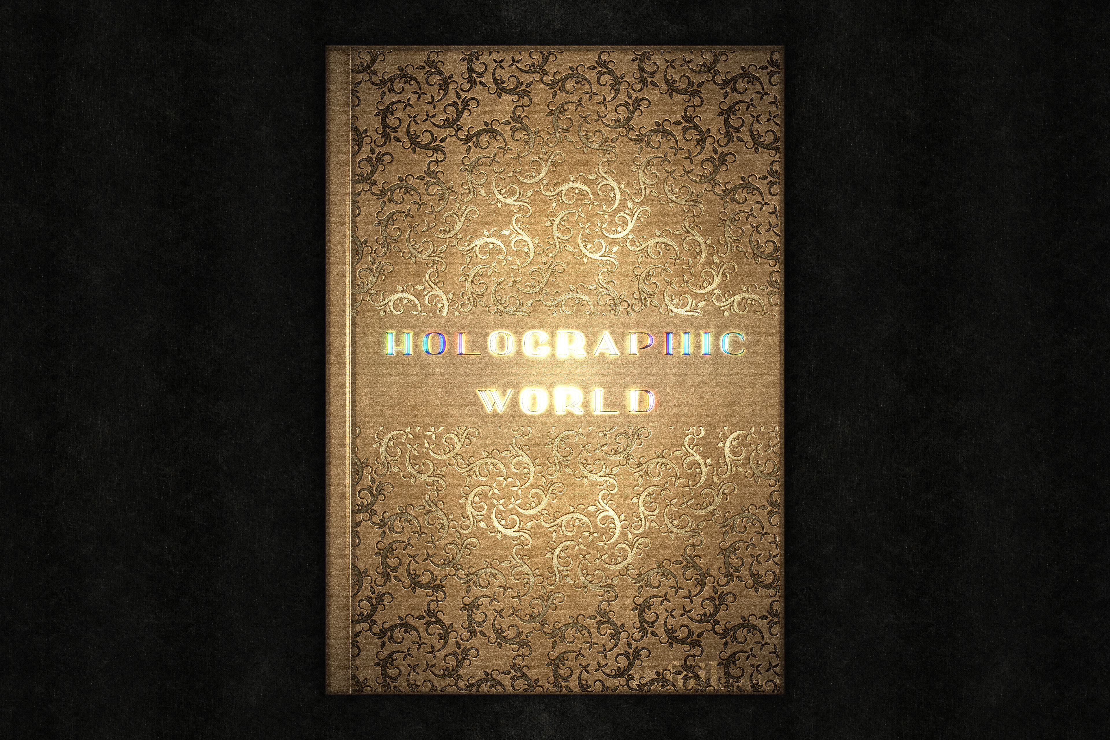 Holographic World book cover, with debossed gold foil and custom typography.