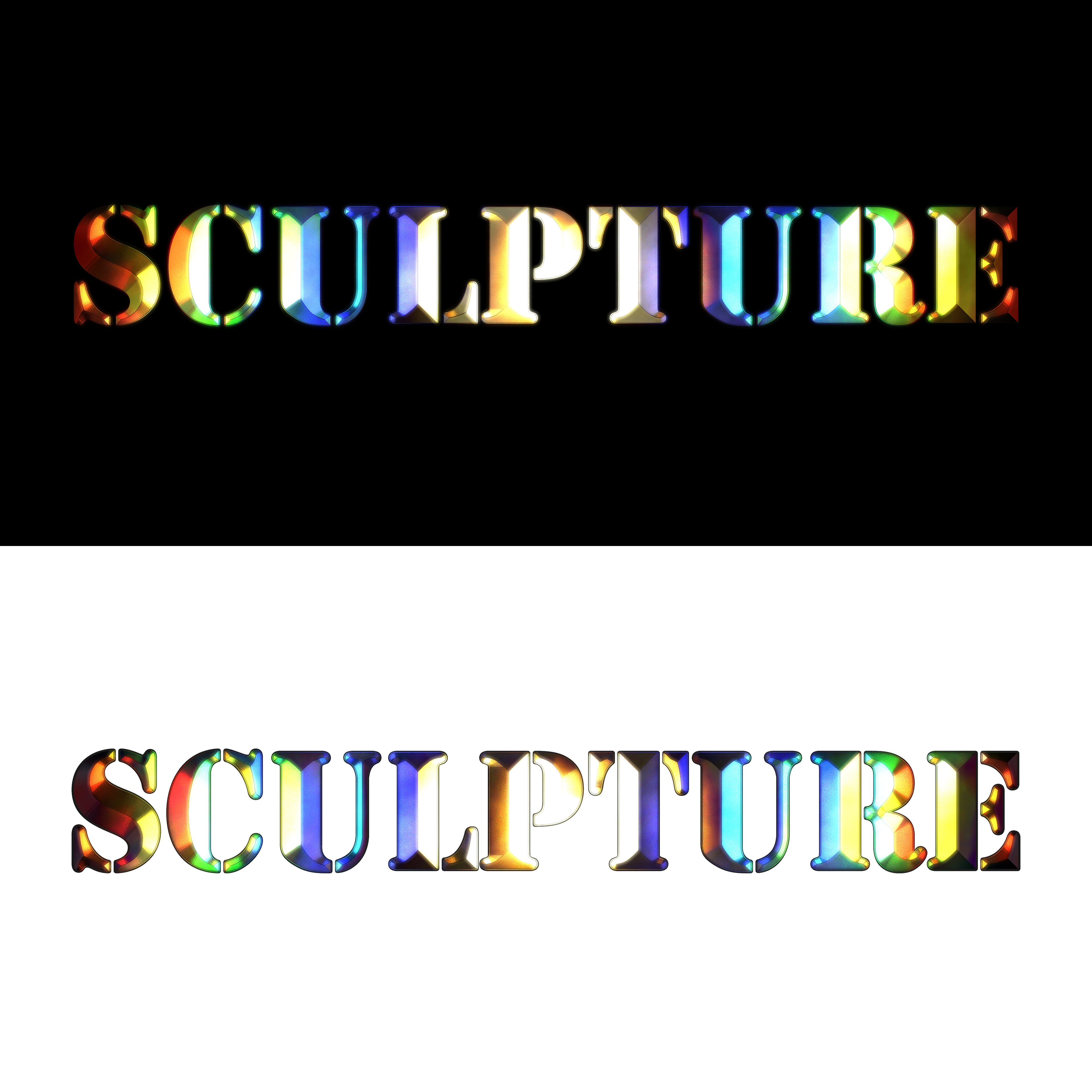 Sculpture slider with holographic foil. Hard embossing digital effect.