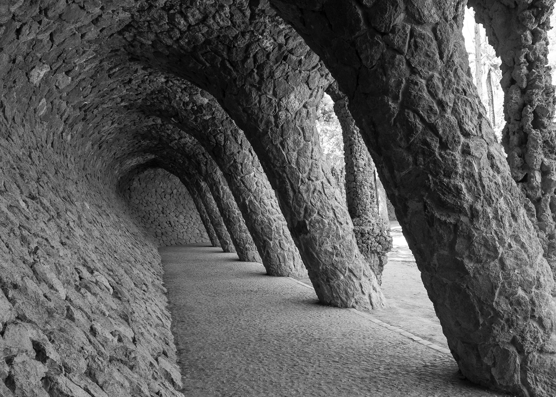 The Wave Archway is located in Park Güell, Barcelona, Spain. The architect of the park was the Catalan Modernist, Antoni Gaudi