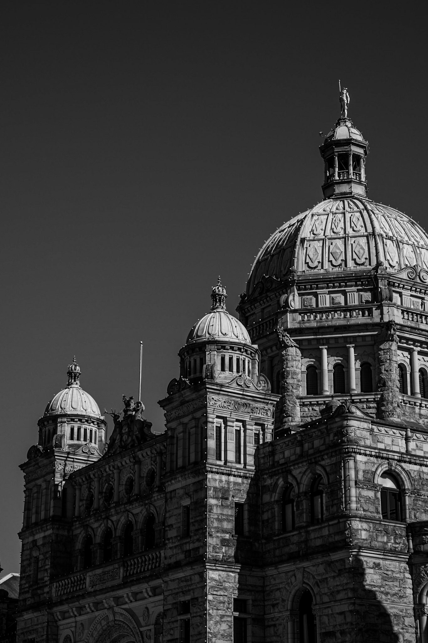 The Parliament Buildings of British Columbia overlooks the inner harbour of Victoria, Canada.