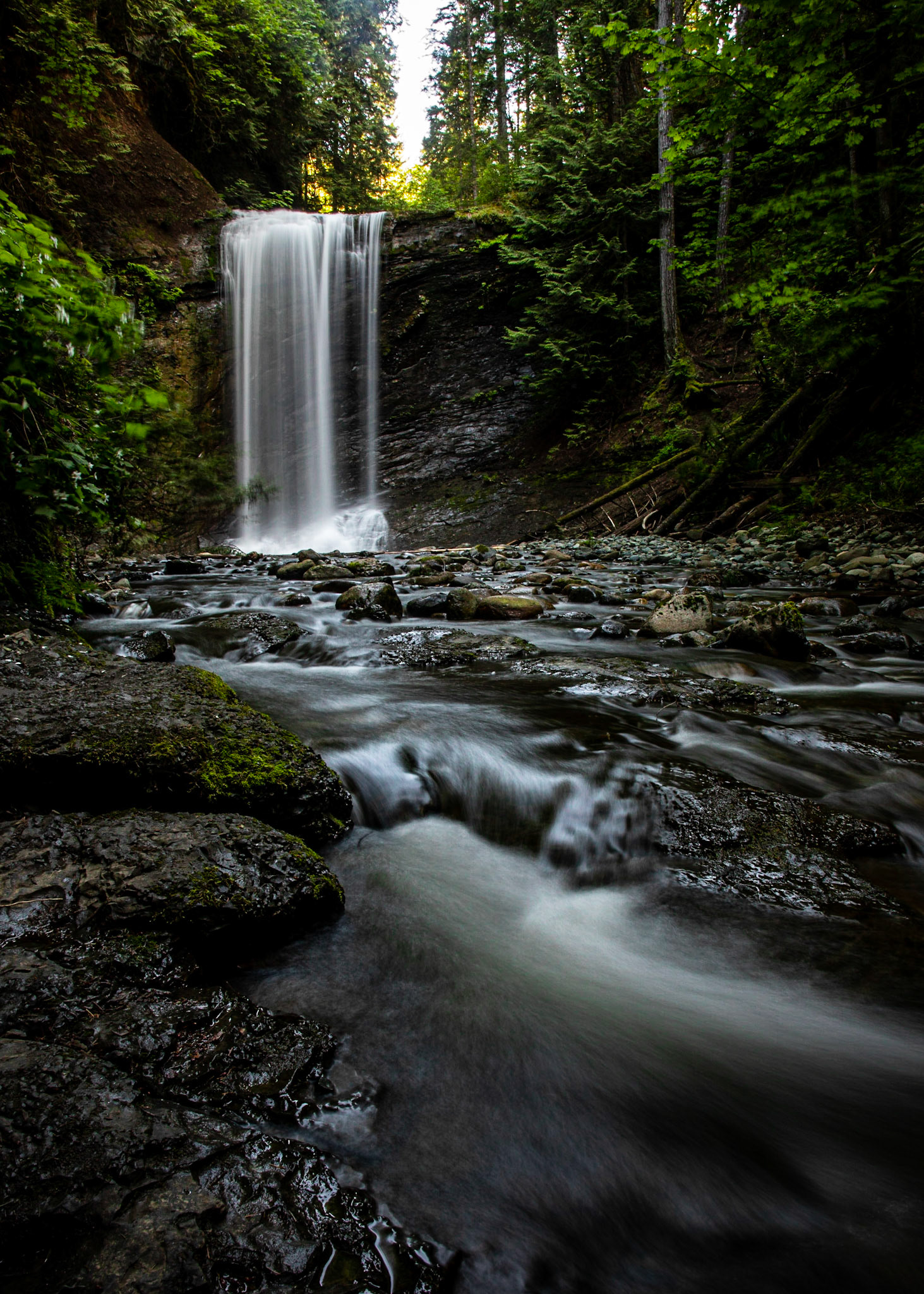 Ammonite Falls can be found outside of the city of Nanaimo on Vancouver Island, British Columbia, Canada.