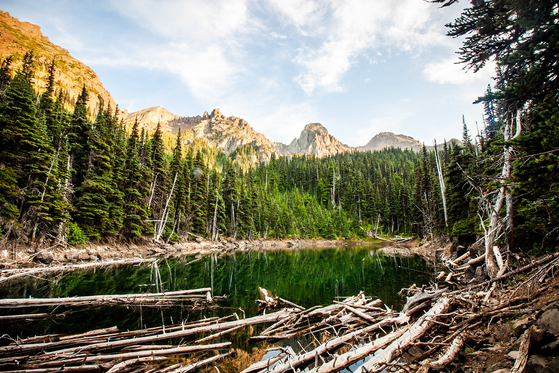 The view of Buckhorn Mountain from Buckhorn Lake on Washington's Olympic Peninsula.