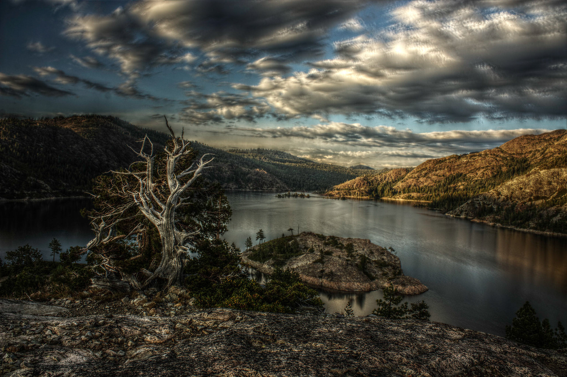 Clouds move over Bowman Lake near Truckee, CA