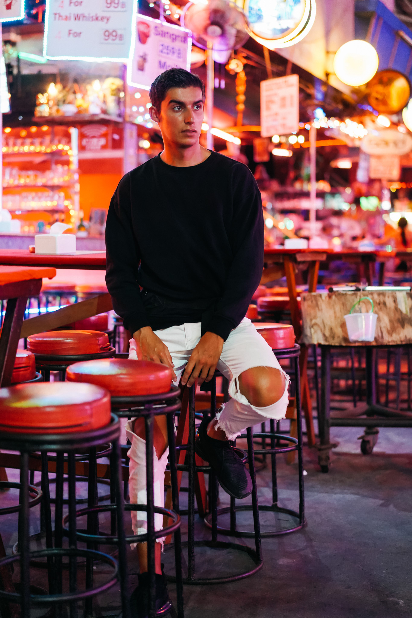 Model Haron with a Colorful Background