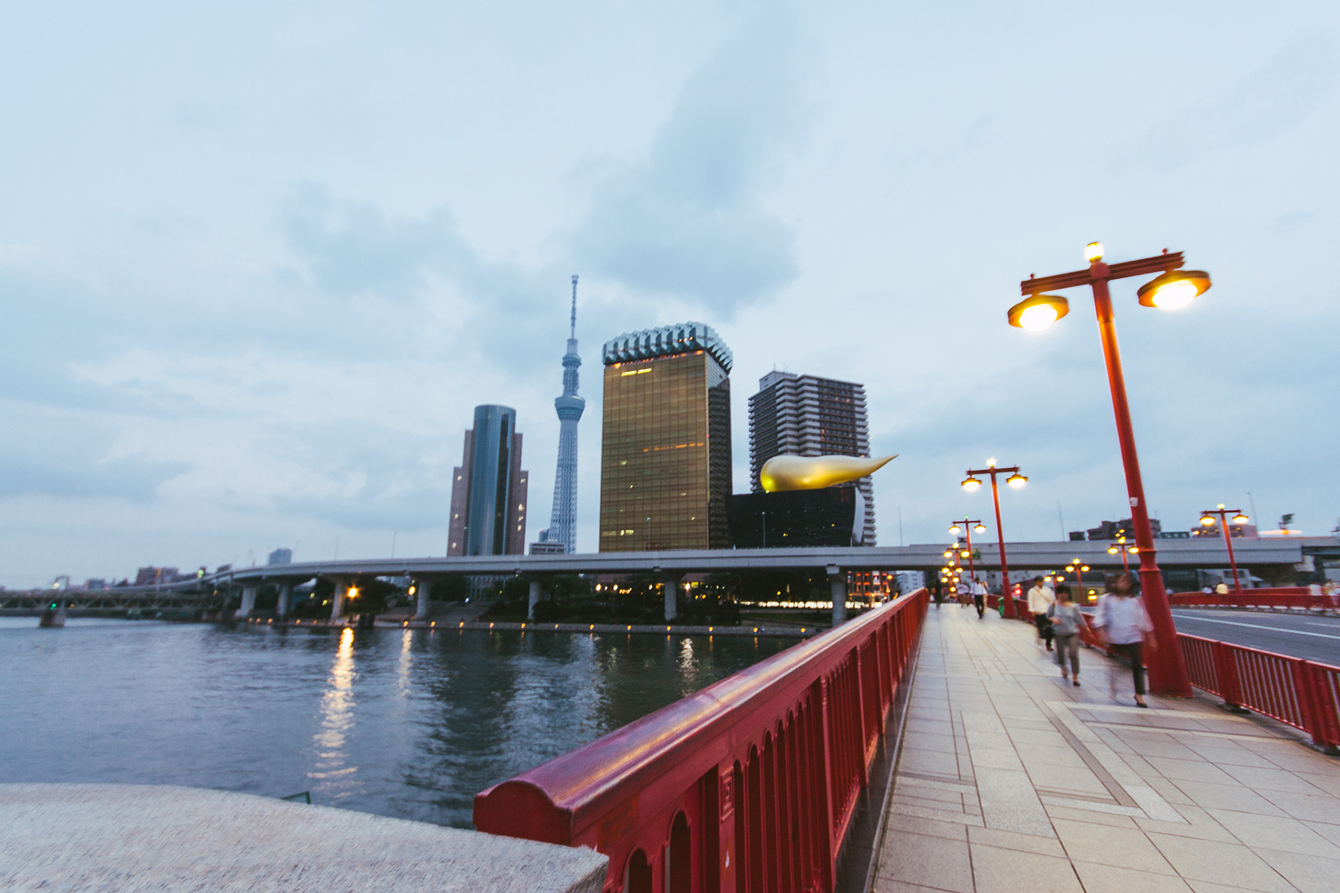Azuma Bridge with Tokyo Skytree and Asahi Beer Tower view