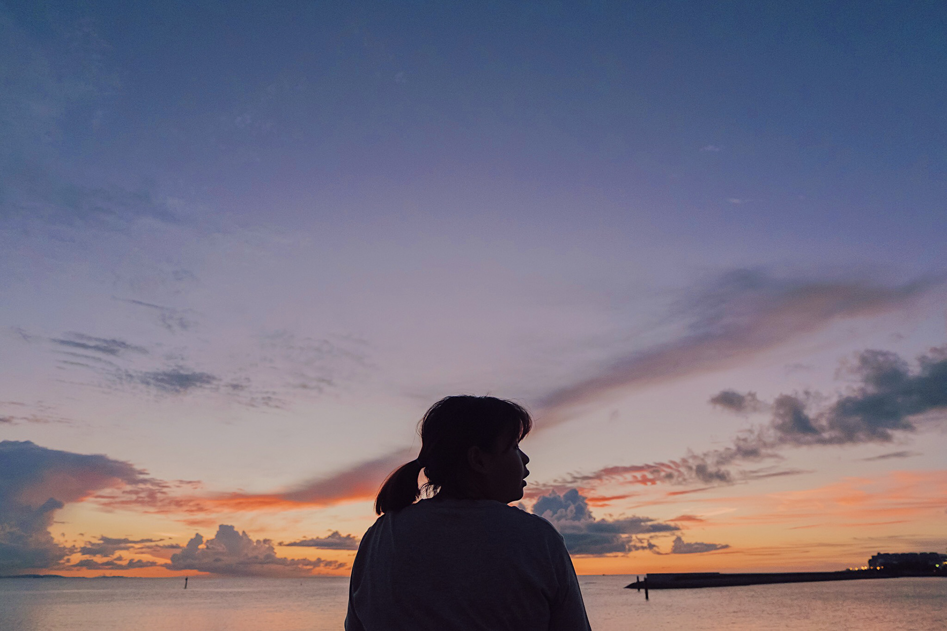 My friends and the sunset view at Mihama American Village