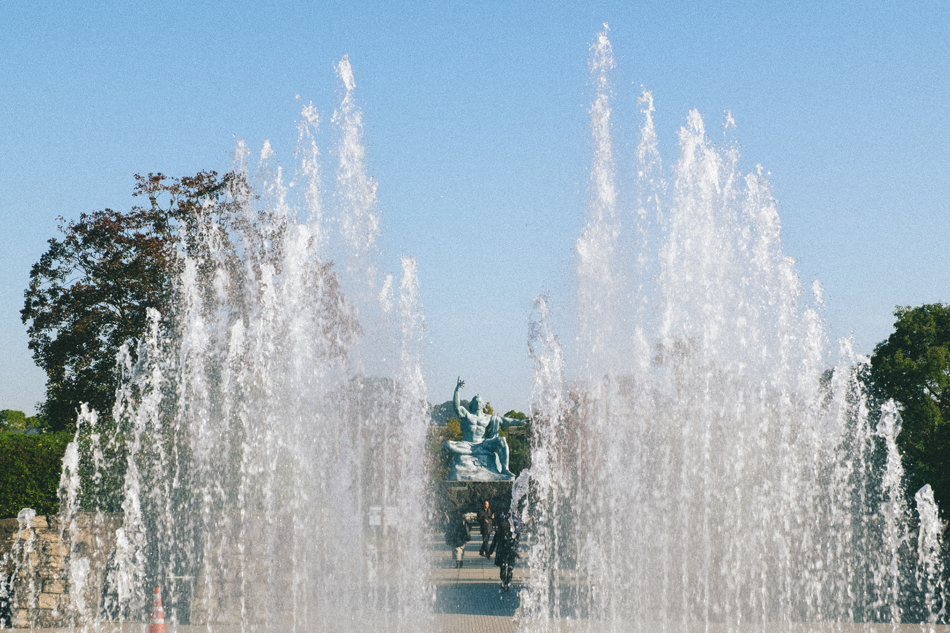 Nagasaki Peace Statue with Fountain at Nagasaki Peace Park