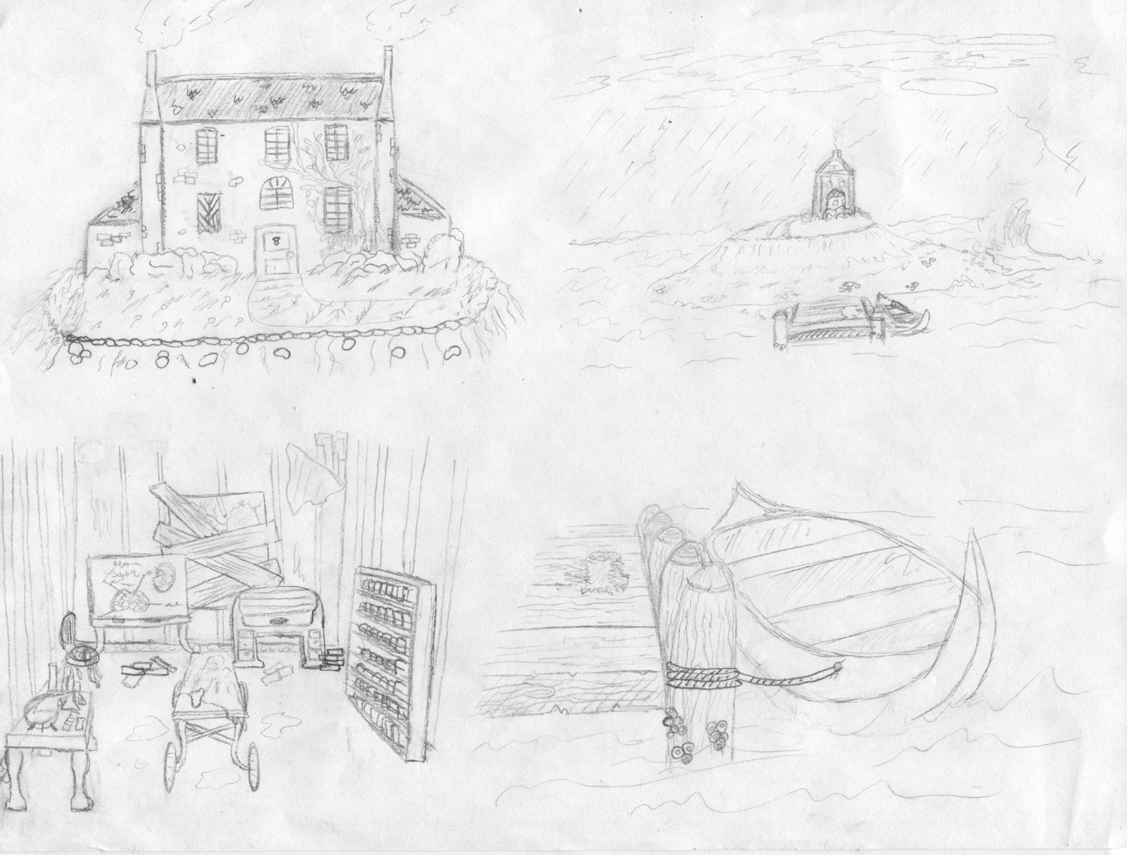 The island, makeshift OR, and rowboat