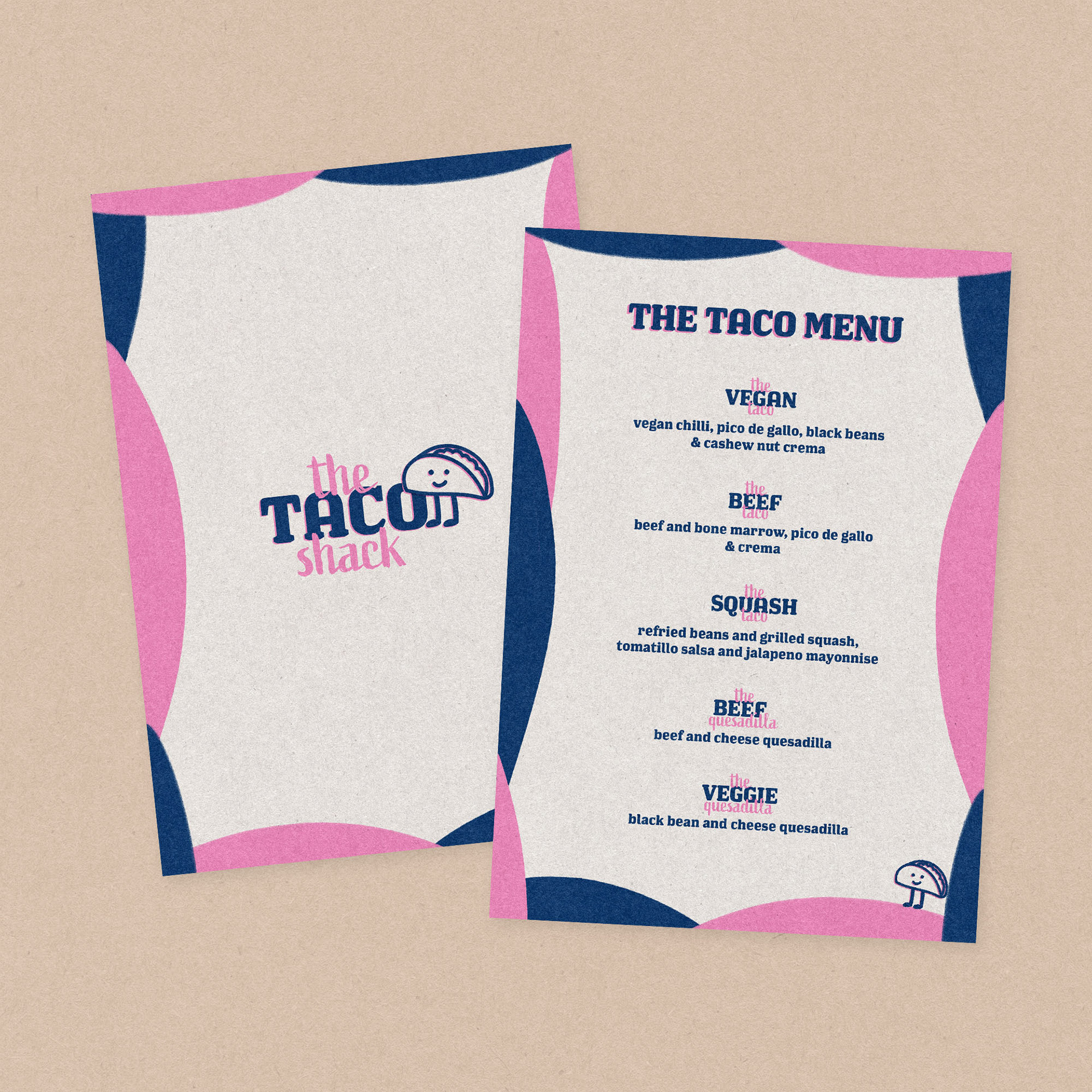 the front and back side of the menu