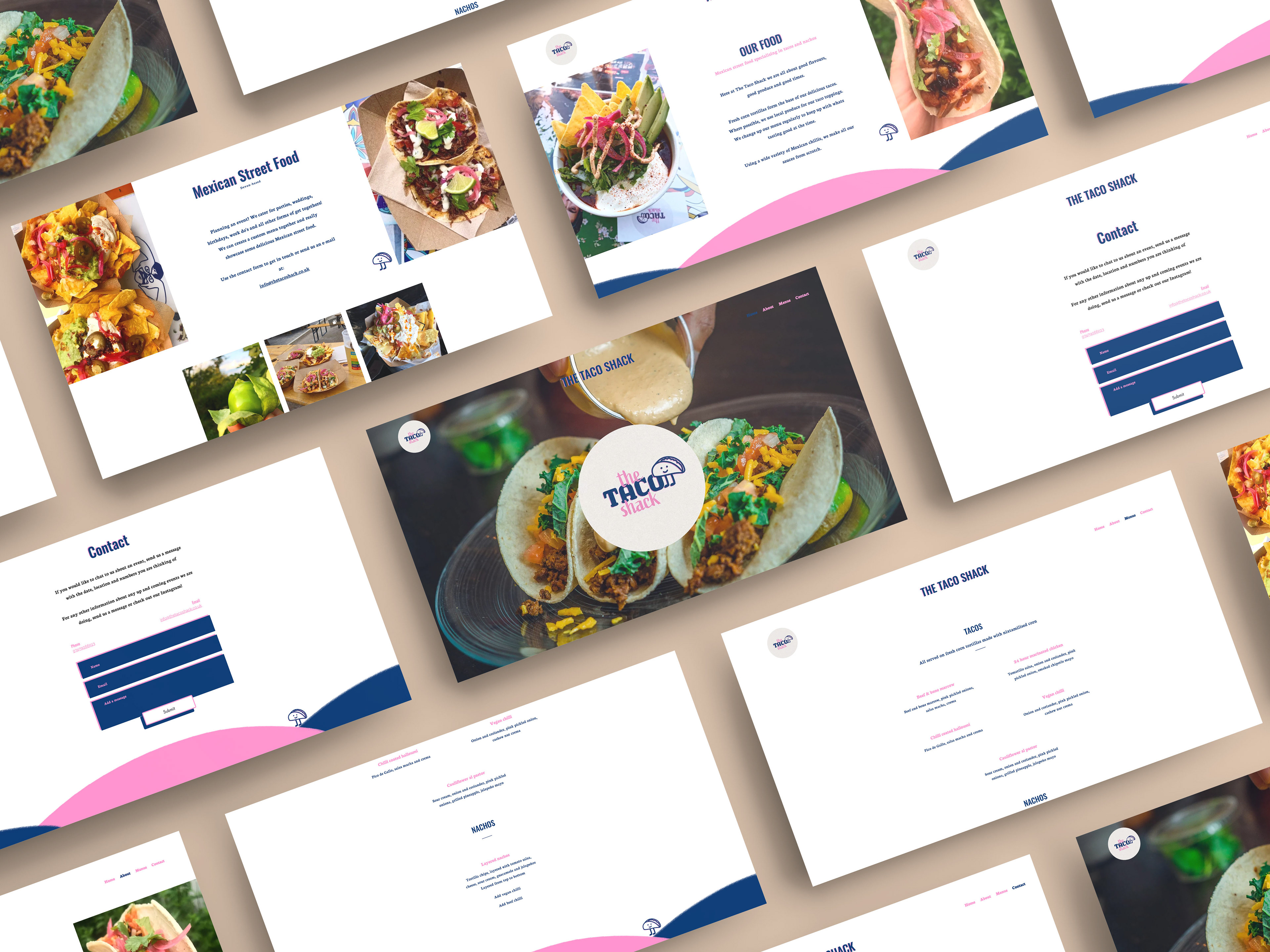 the website design overview for The Taco Shack