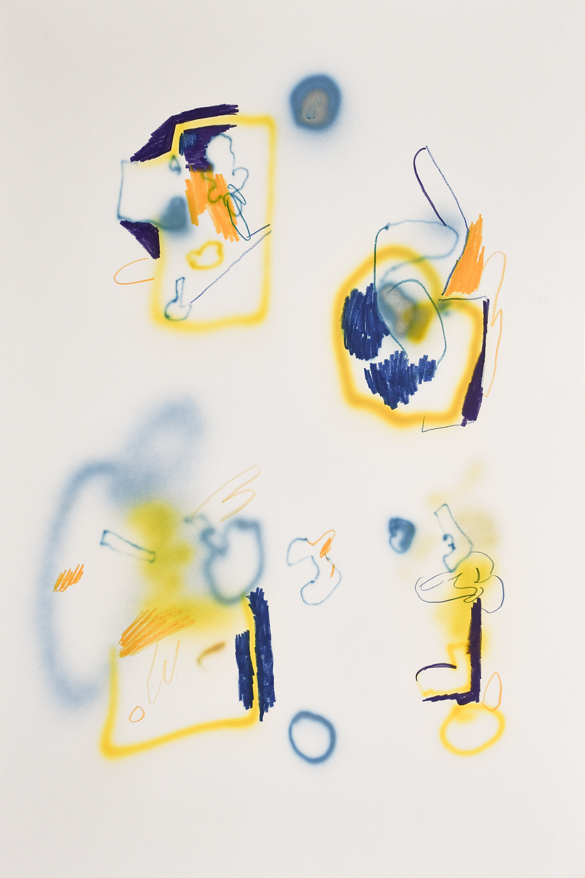 "Thought Machines", Bleistift, Buntstift und Airbrush auf Papier, 59,4x42cm 2024