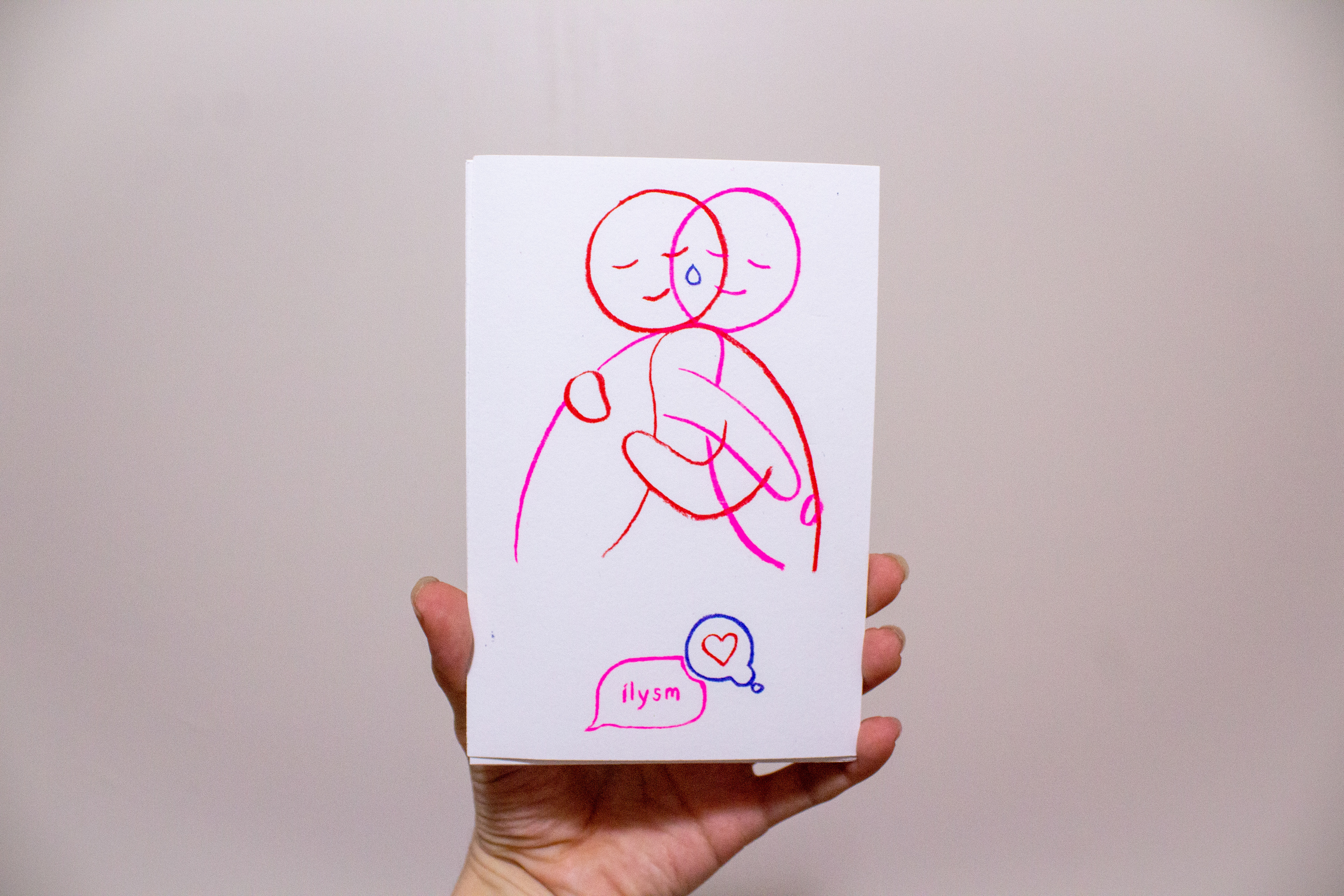 "ilysm" Risograph postcard. 3/4.