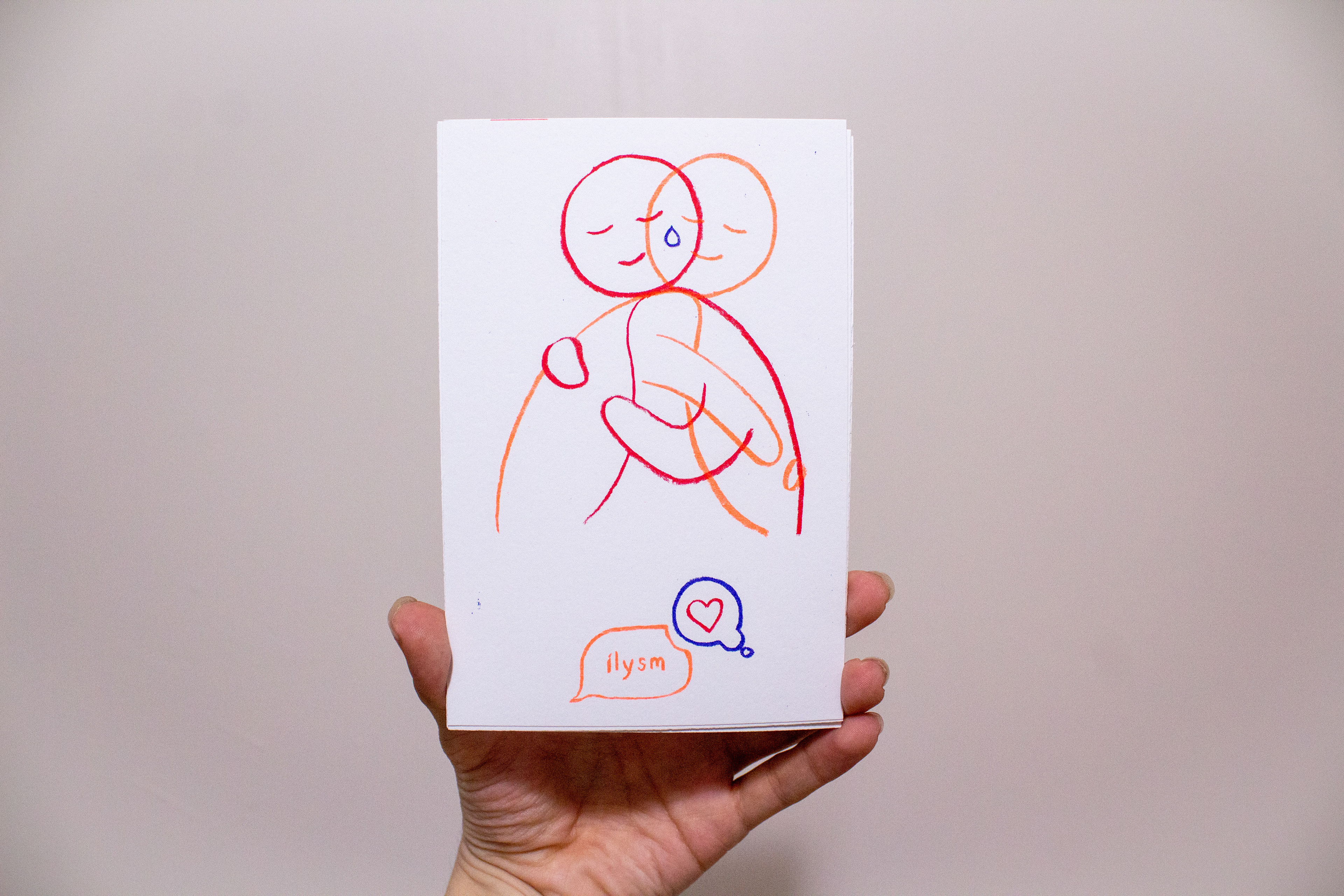"ilysm" Risograph postcard. 4/4.