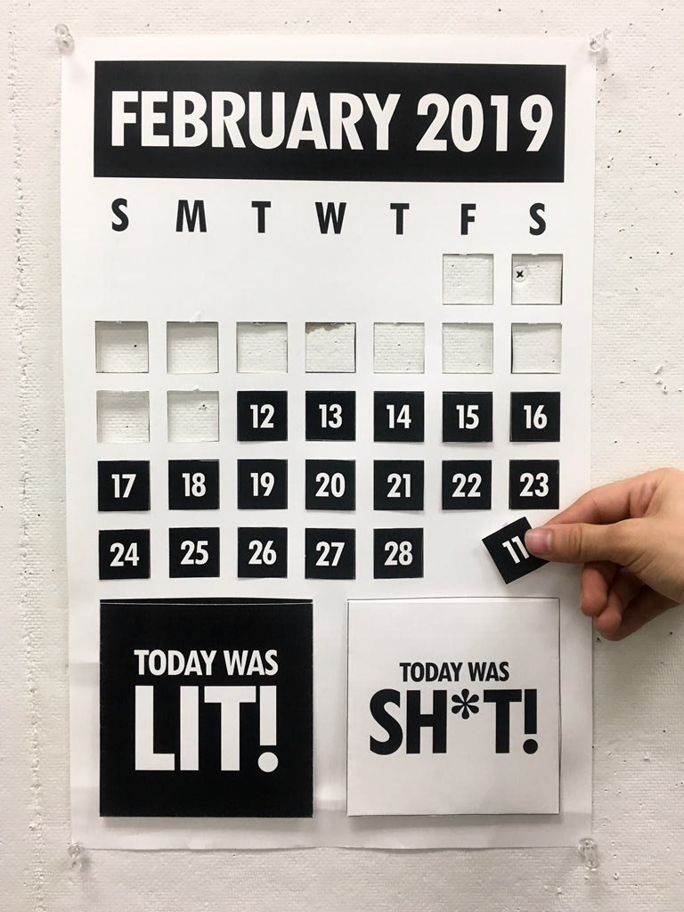 11" x 17" token calendar concept.