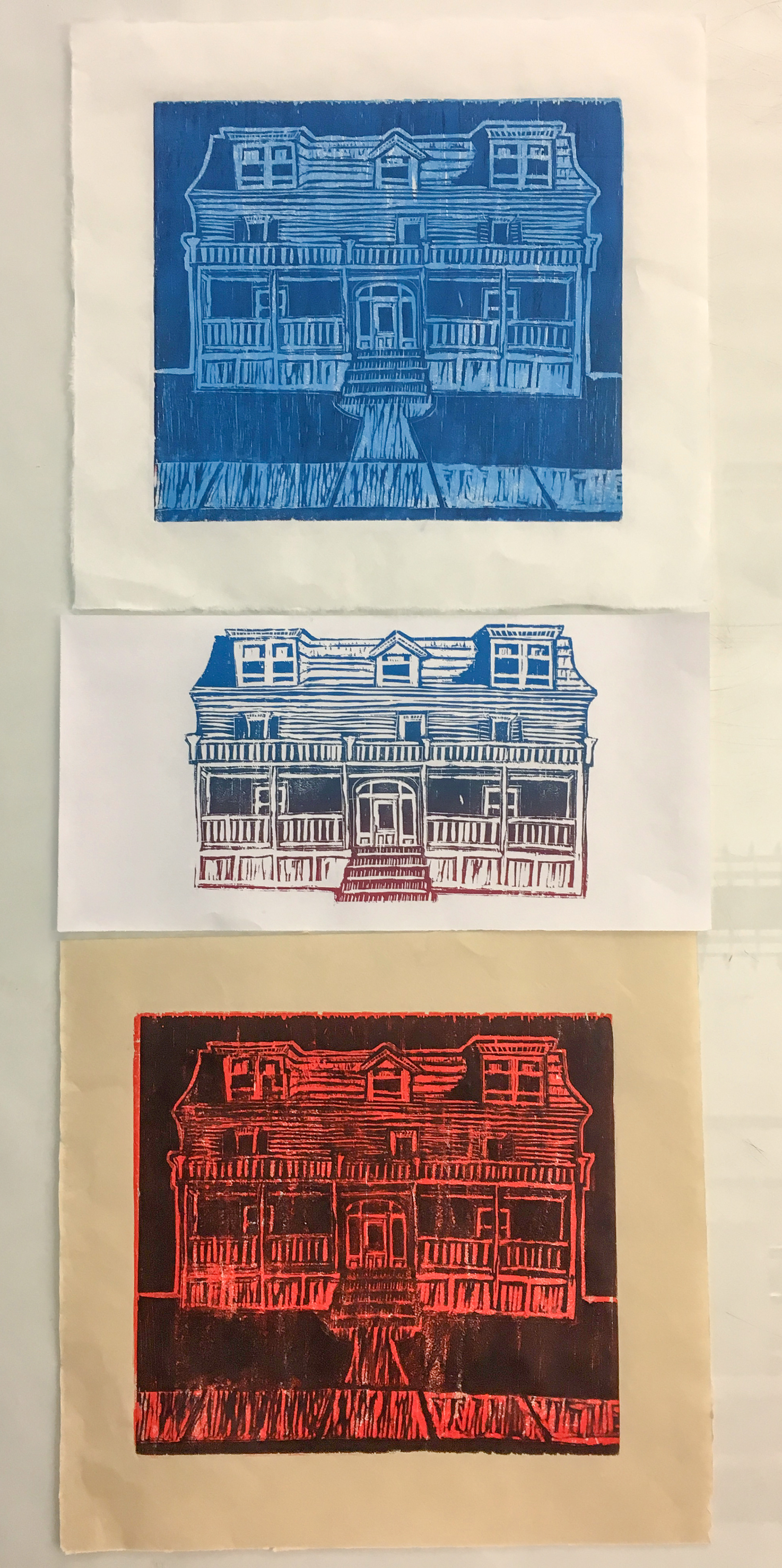 Unique woodblock prints of various sizes.
