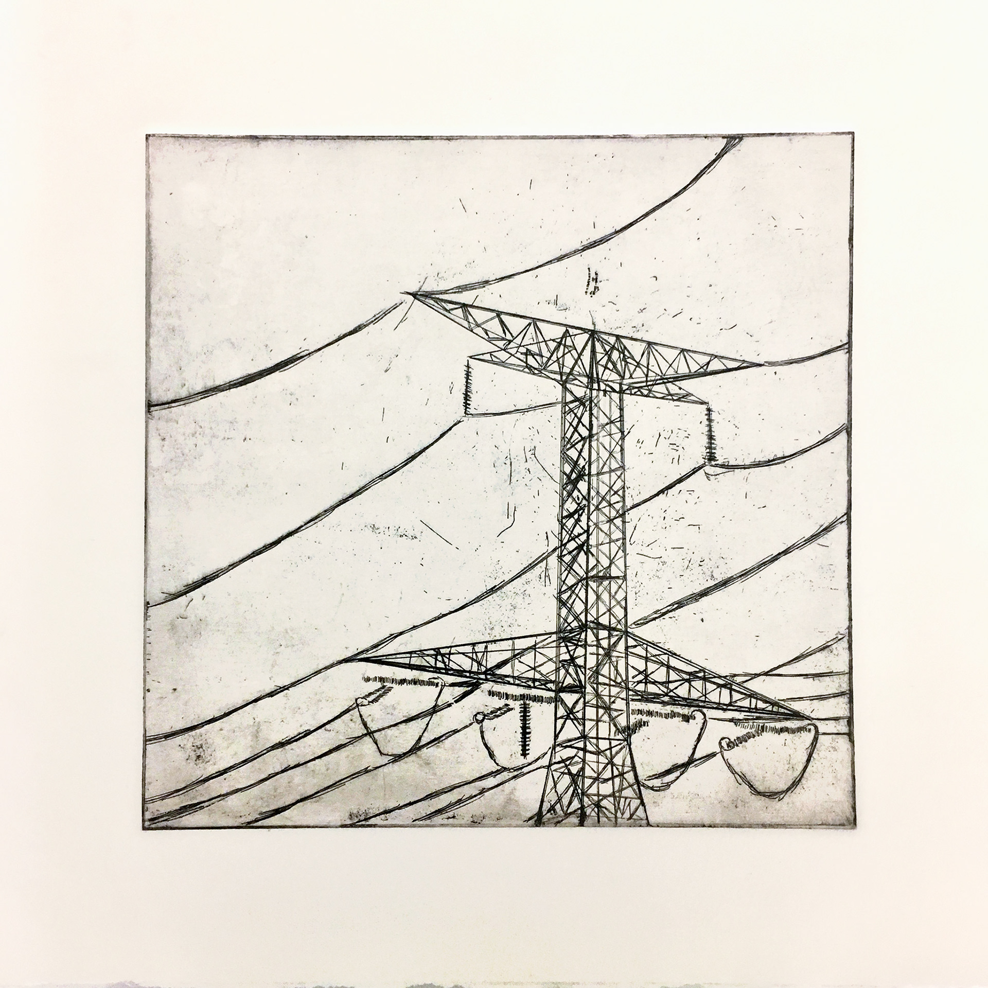 8x8 etching print on 12x12 paper.