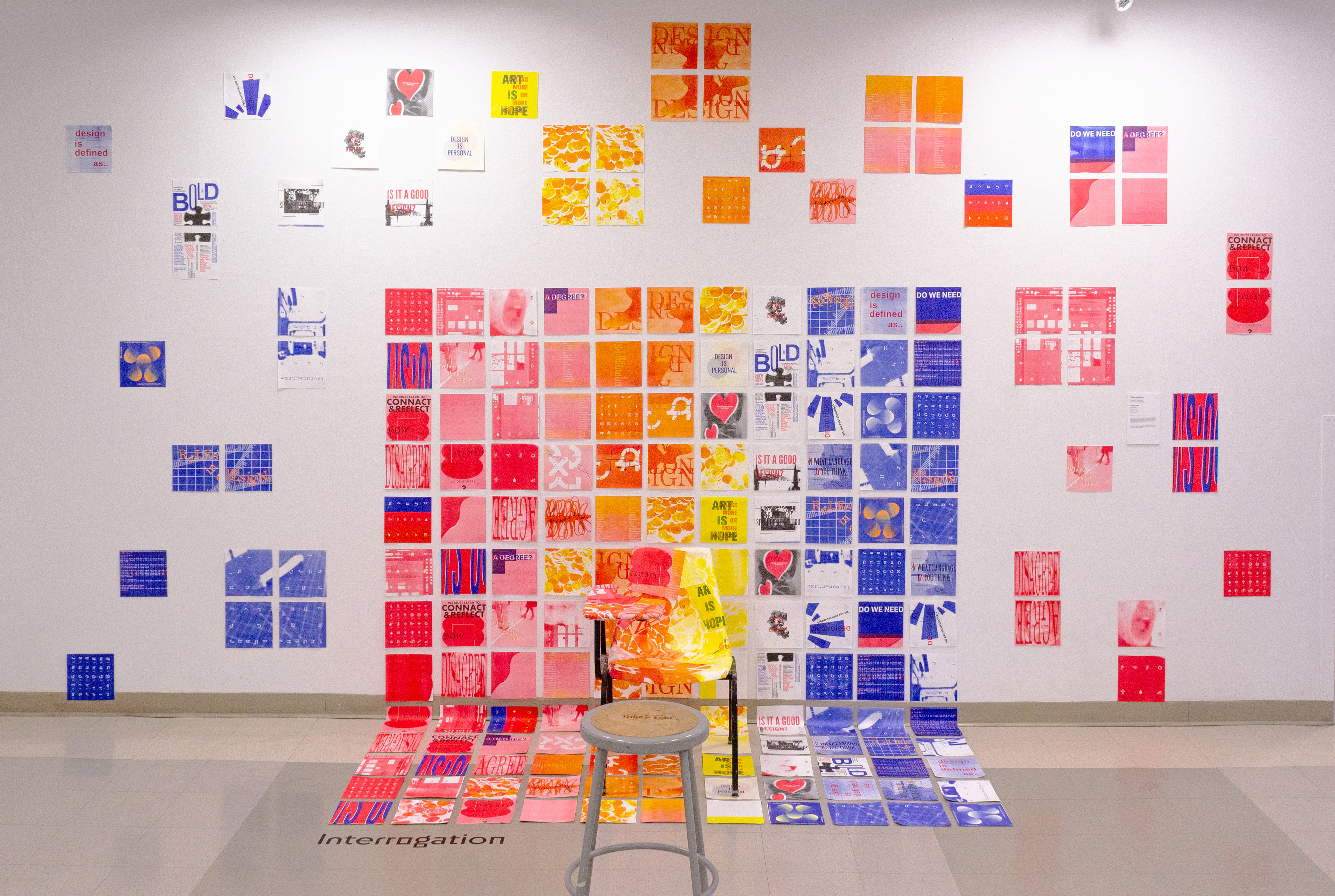 Full 20' x 10' installation. Prints made on 32# paper with risograph ink.