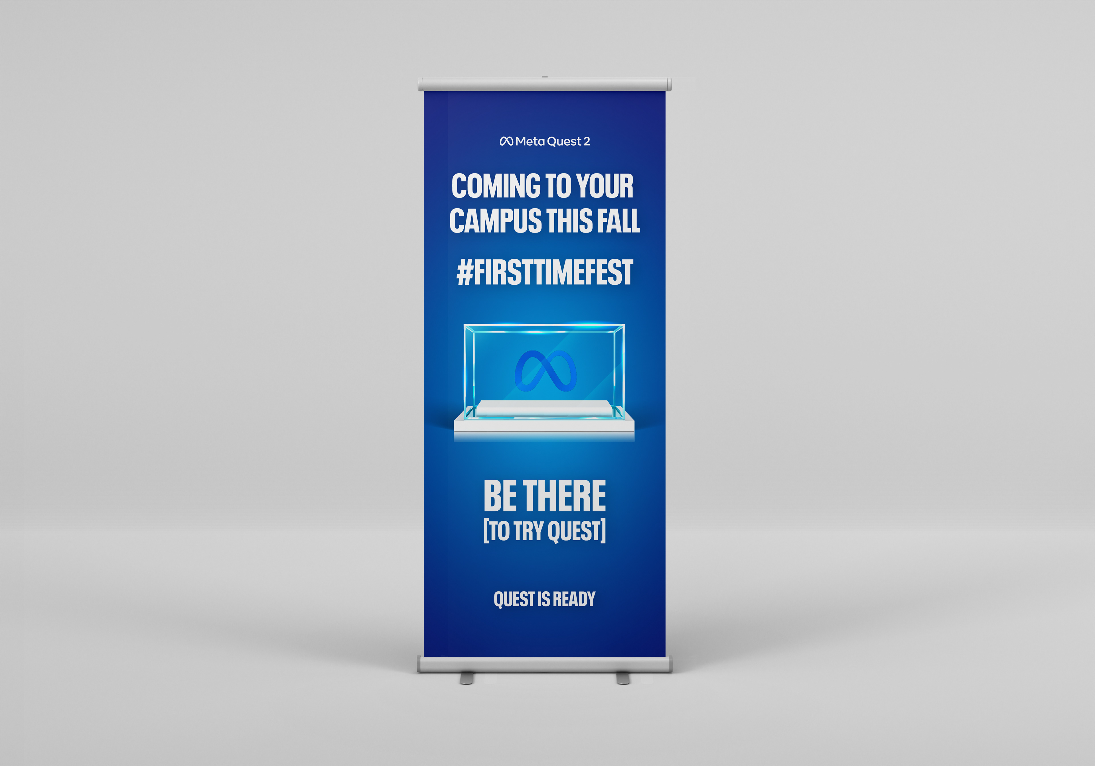 Photo of banner ad reading "Coming to your campus this fall #FirstTimeFest. Be there to try quest"