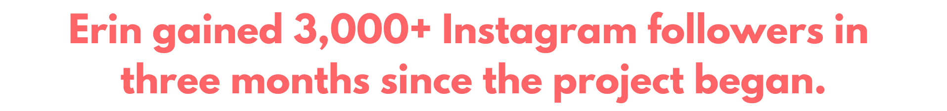 Erin gained 3,000+ Instagram followers in three months since the project began.
