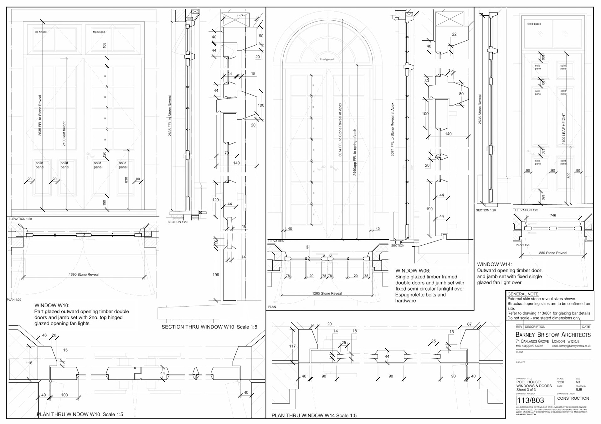 Window & Door Details A3 1:20 AutoCAD