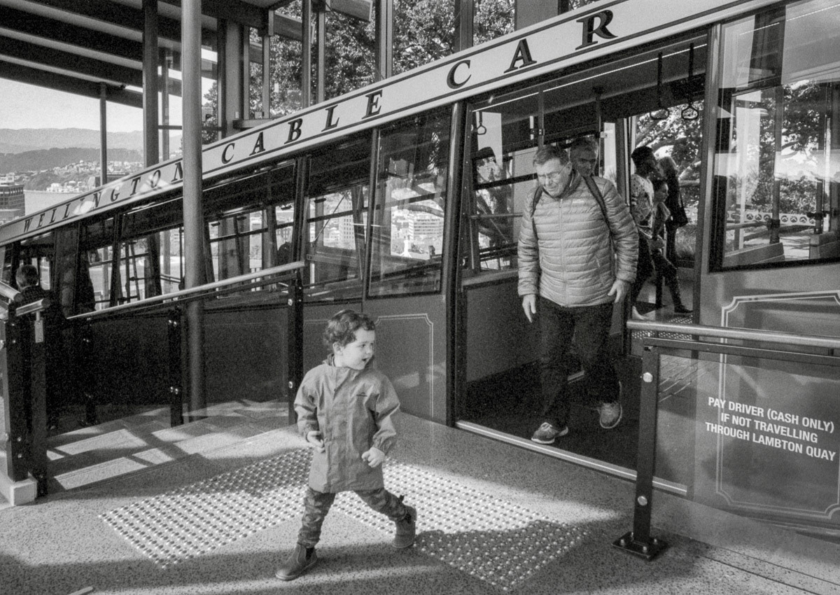 Child leaving Wellington Cable Car, Kelburn, 2016