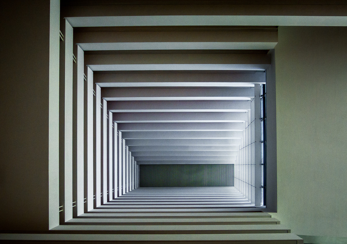 Looking upwards in the interior of Marina Bay Sands resort, Singapore, 2013