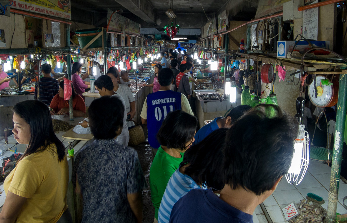 Fish stalls in the Wet market at Puerto Princesa, Palawan, Philippines, 2009