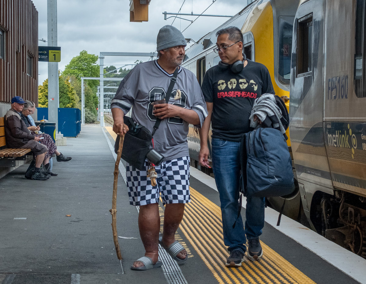Two men on the platform at Upper Hutt Railway Station