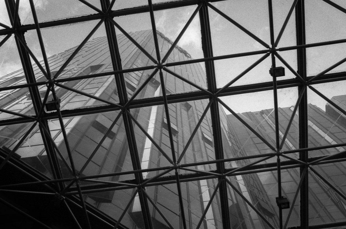Looking up through windows at the Intercontinental Hotel, Wellington, 2016