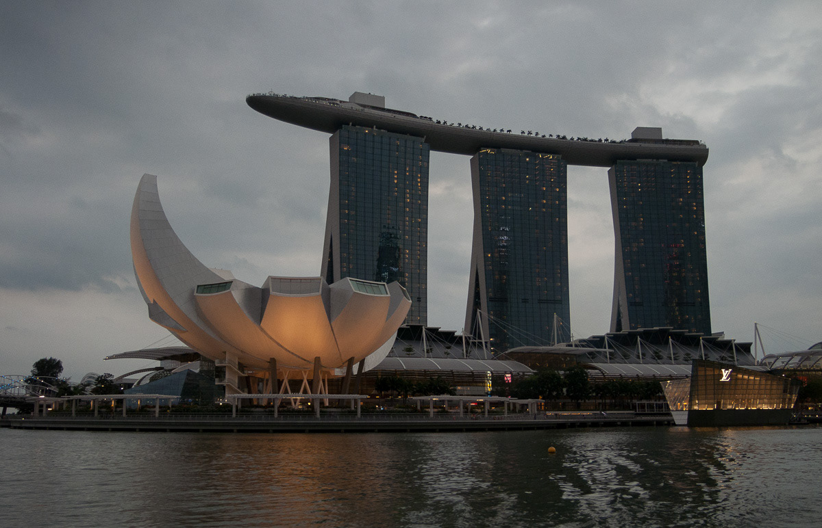 Marina Bay Sands with Art and Science Museum on left, Singapore, 2013