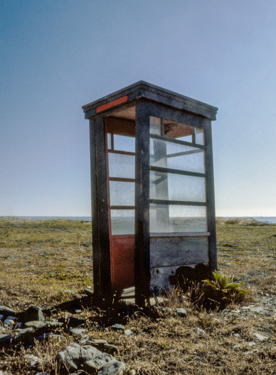 Remains of an old telephone box beside Palliser Bay, Wairarapa Coast, 1988