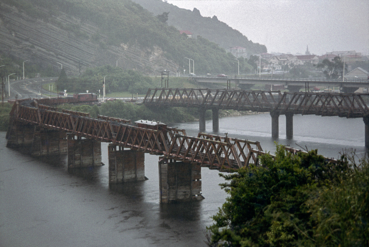 Three bridges across the Grey River at Greymouth