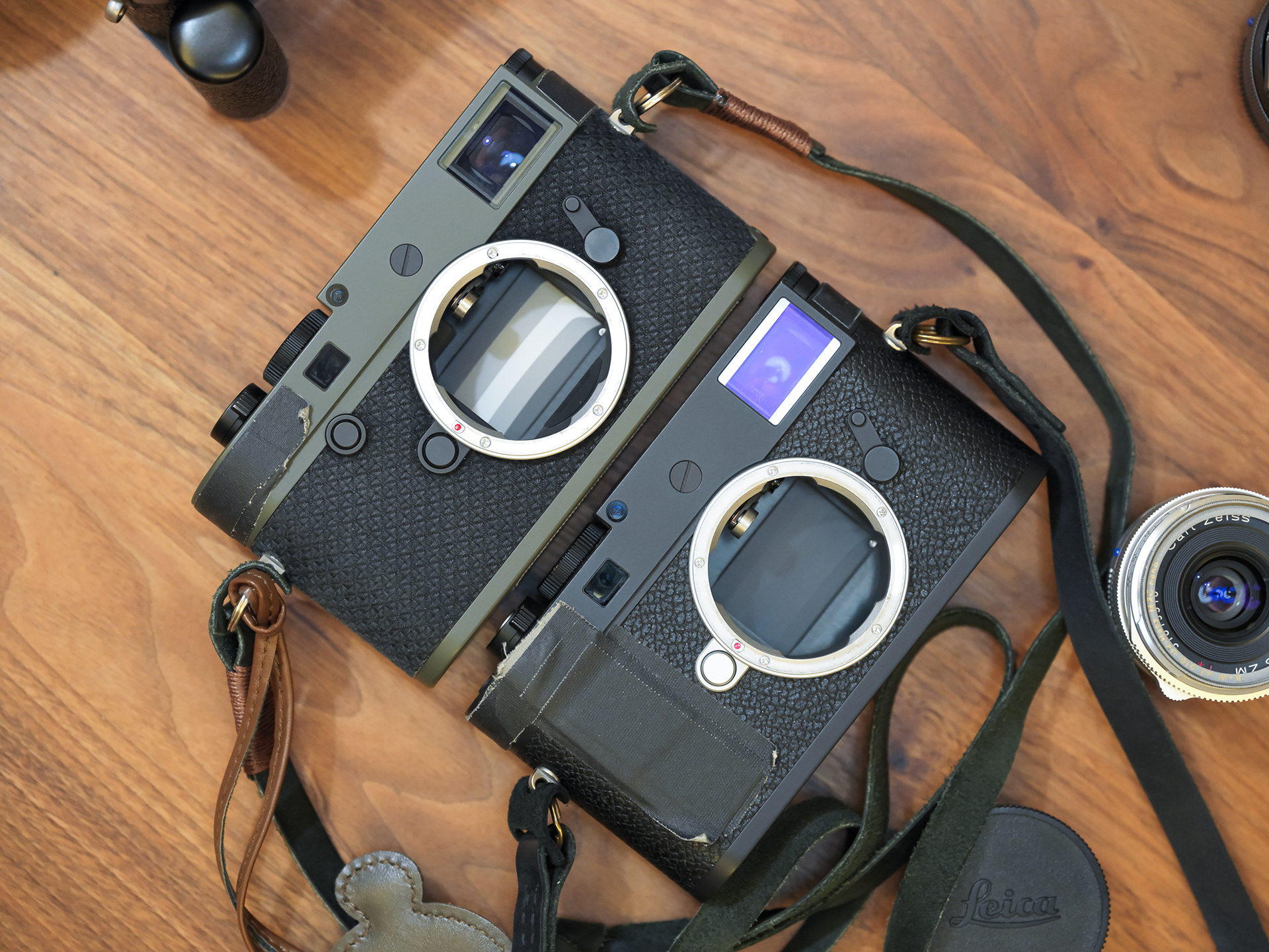 Leica M10-P Reporter with white and grey shutter curtain vs M11-P with fully black shutter curtain