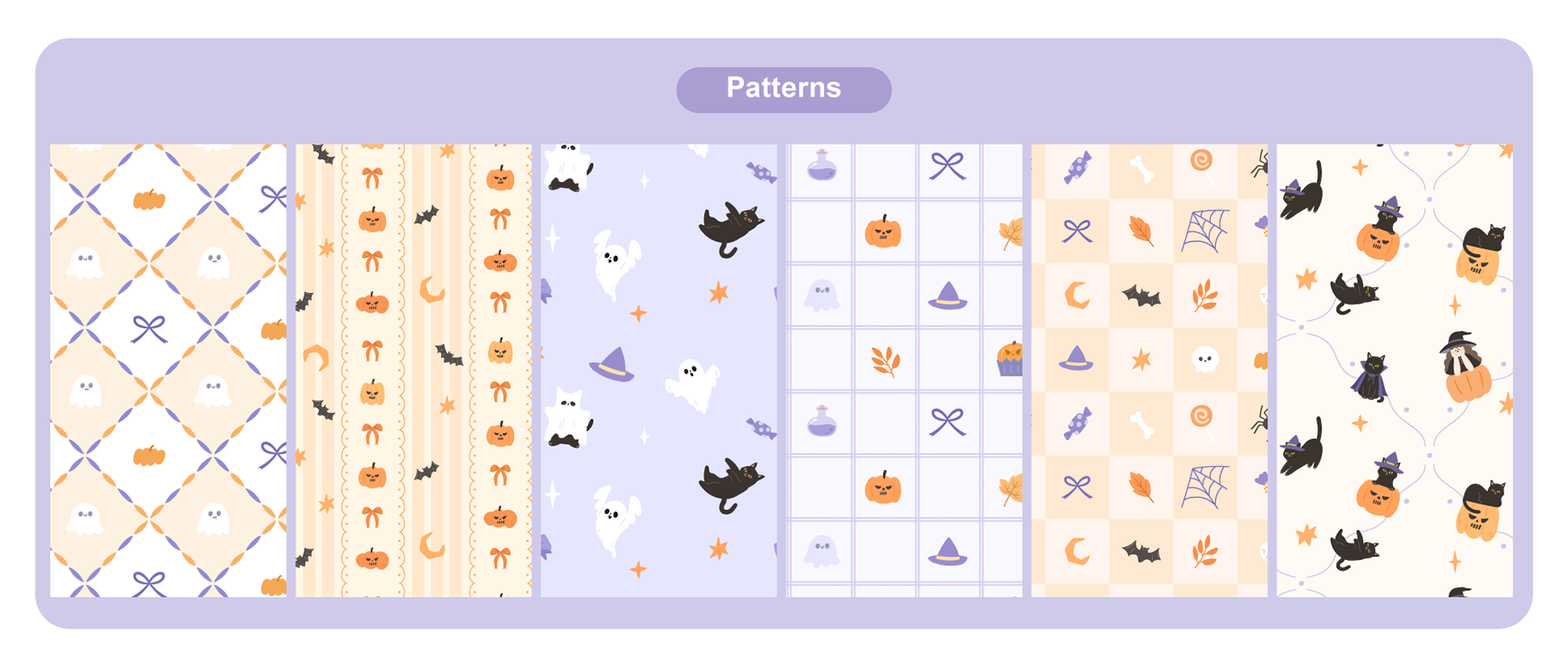可愛萬聖節插畫pattern圖樣素材
